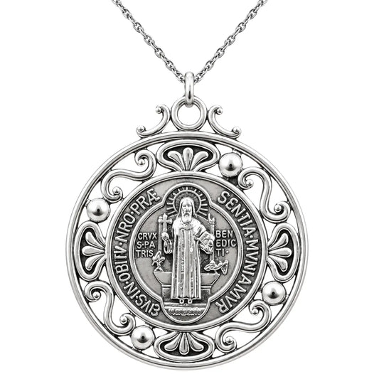 Collar Medalla San Benito de Acero Escudo Espiritual - Bisutería Lola A