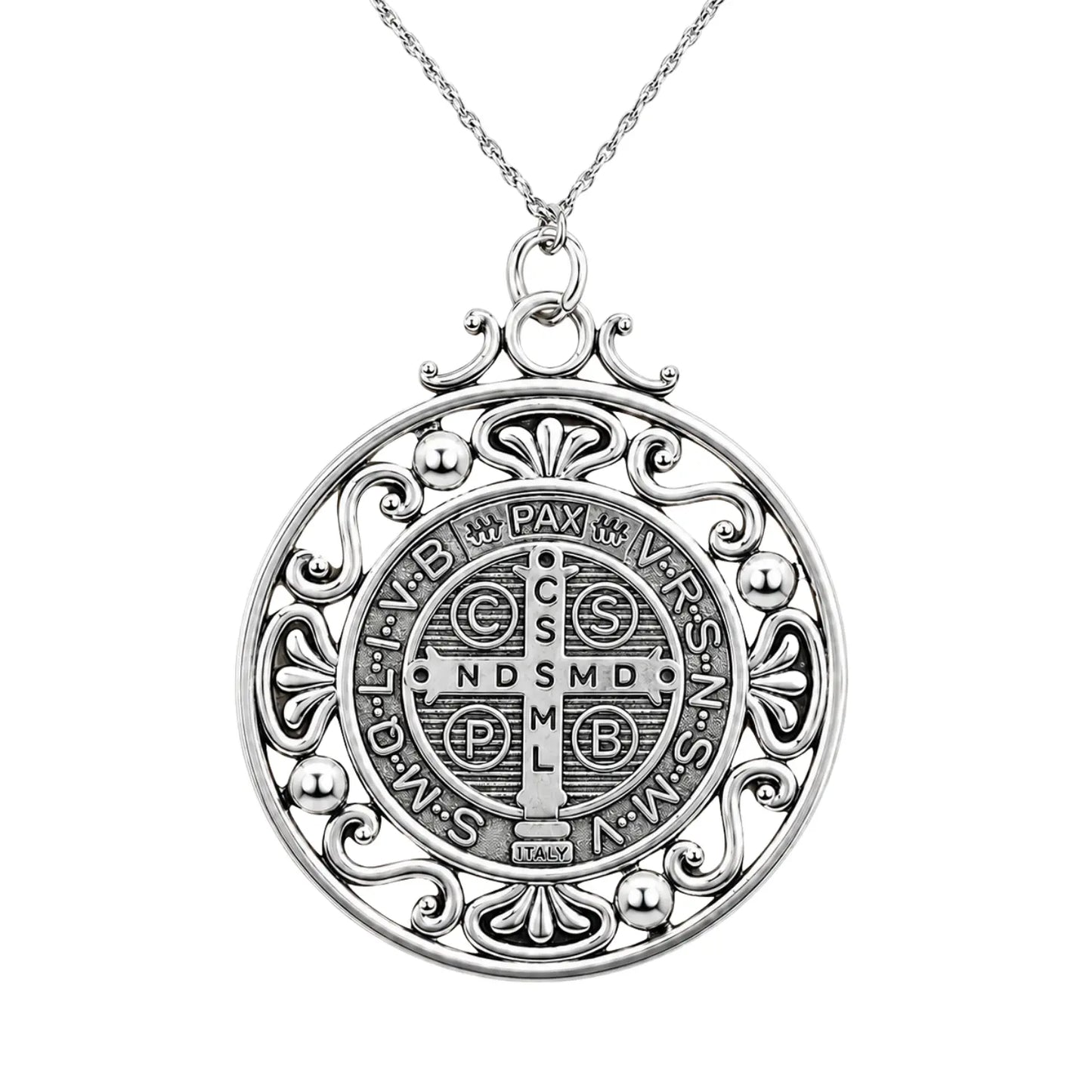 Collar Medalla San Benito de Acero Escudo Espiritual - Bisutería Lola C