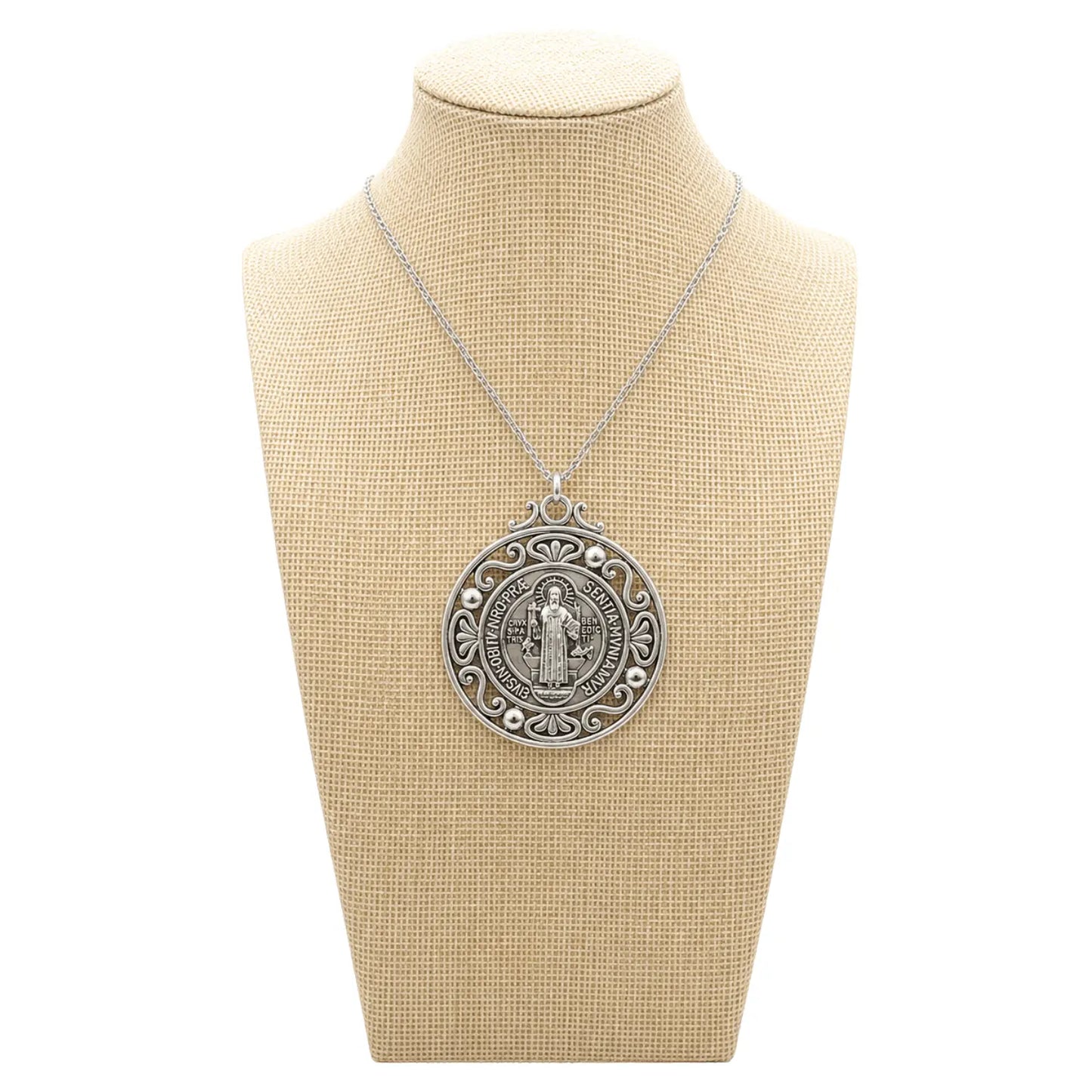 Collar Medalla San Benito de Acero Escudo Espiritual - Bisutería Lola H