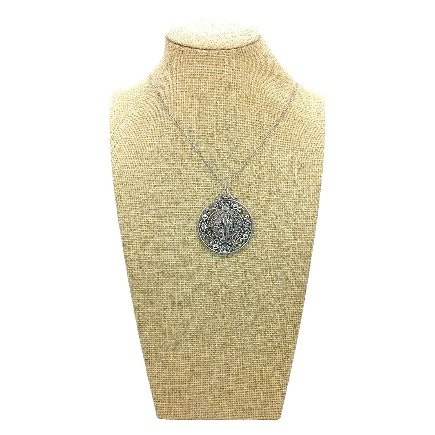 Collar Medalla San Benito de Acero Escudo Espiritual 45 X 40 mms - Bisutería Lola H