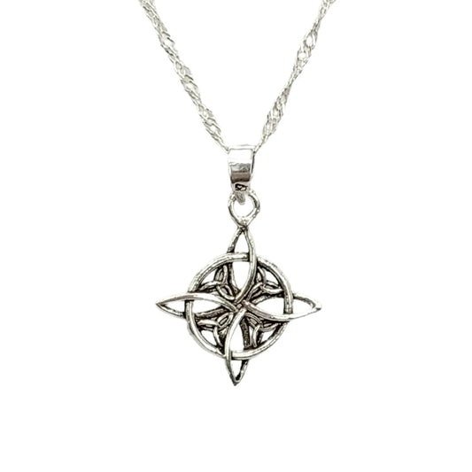 Collar Nudo de Bruja 4 Triquetas Plata Protección Energética - Bisutería Lola A