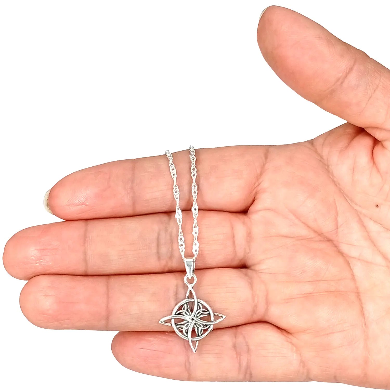 Collar Nudo de Bruja 4 Triquetas Plata Protección Energética - Bisutería Lola B