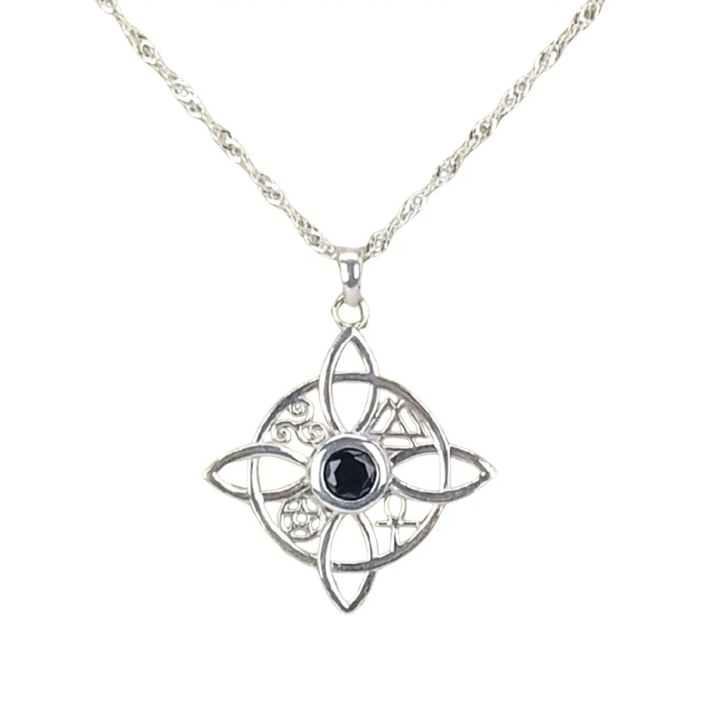 Collar Nudo de Bruja Plata 925 con Piedra Natural Ónix - Bisutería Lola A