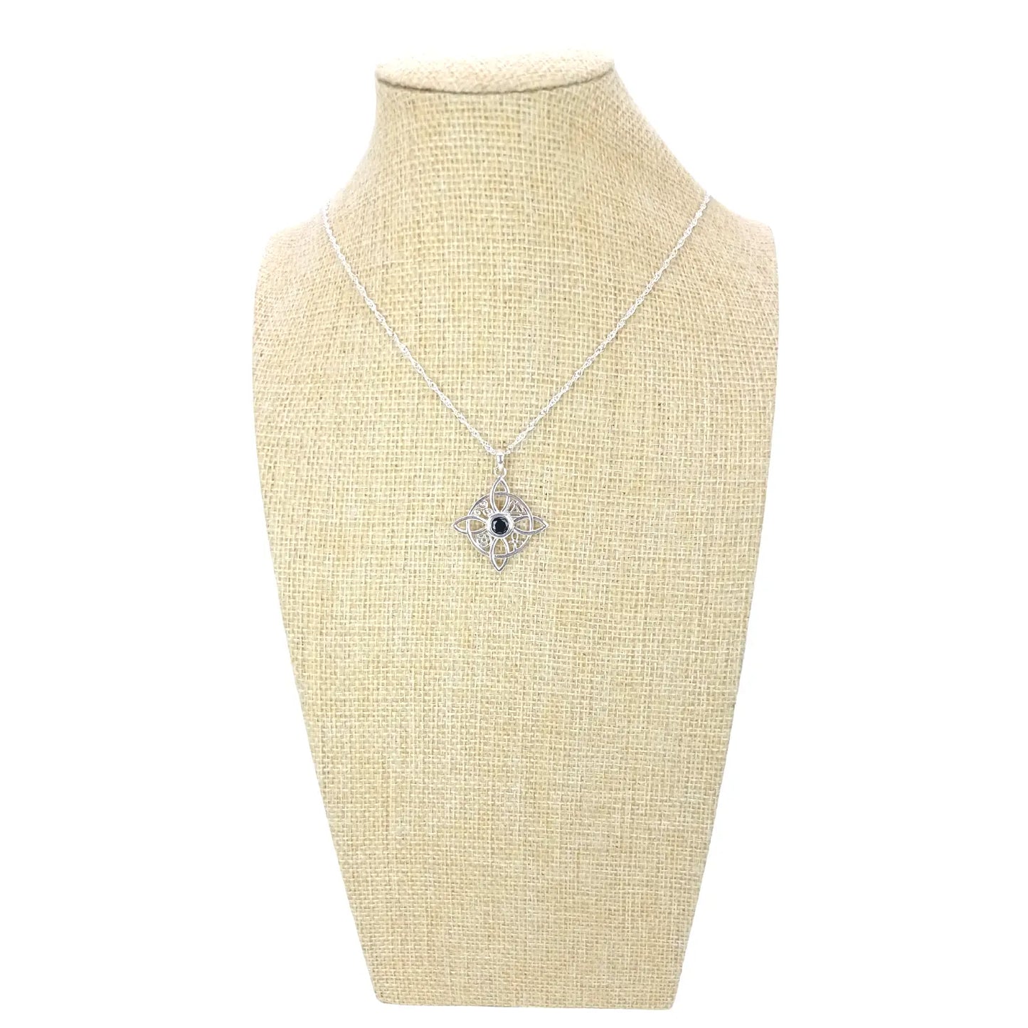 Collar Nudo de Bruja Plata 925 con Piedra Natural Ónix - Bisutería Lola E