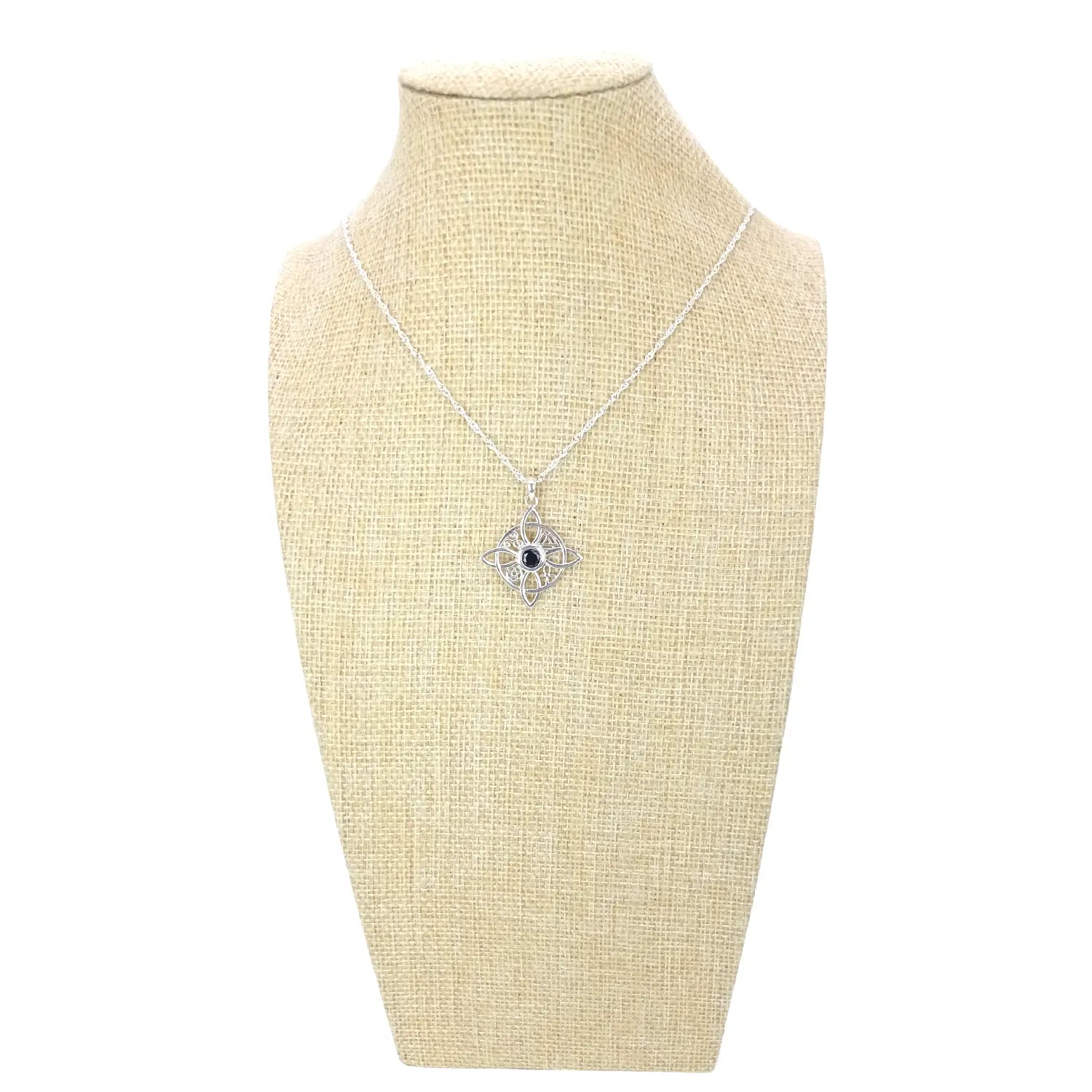 Collar Nudo de Bruja Plata 925 con Piedra Natural Ónix - Bisutería Lola E