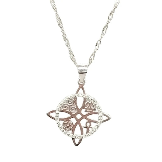 Collar Nudo de Bruja de Plata Italiana con Circón para Protección - Bisutería Lola A