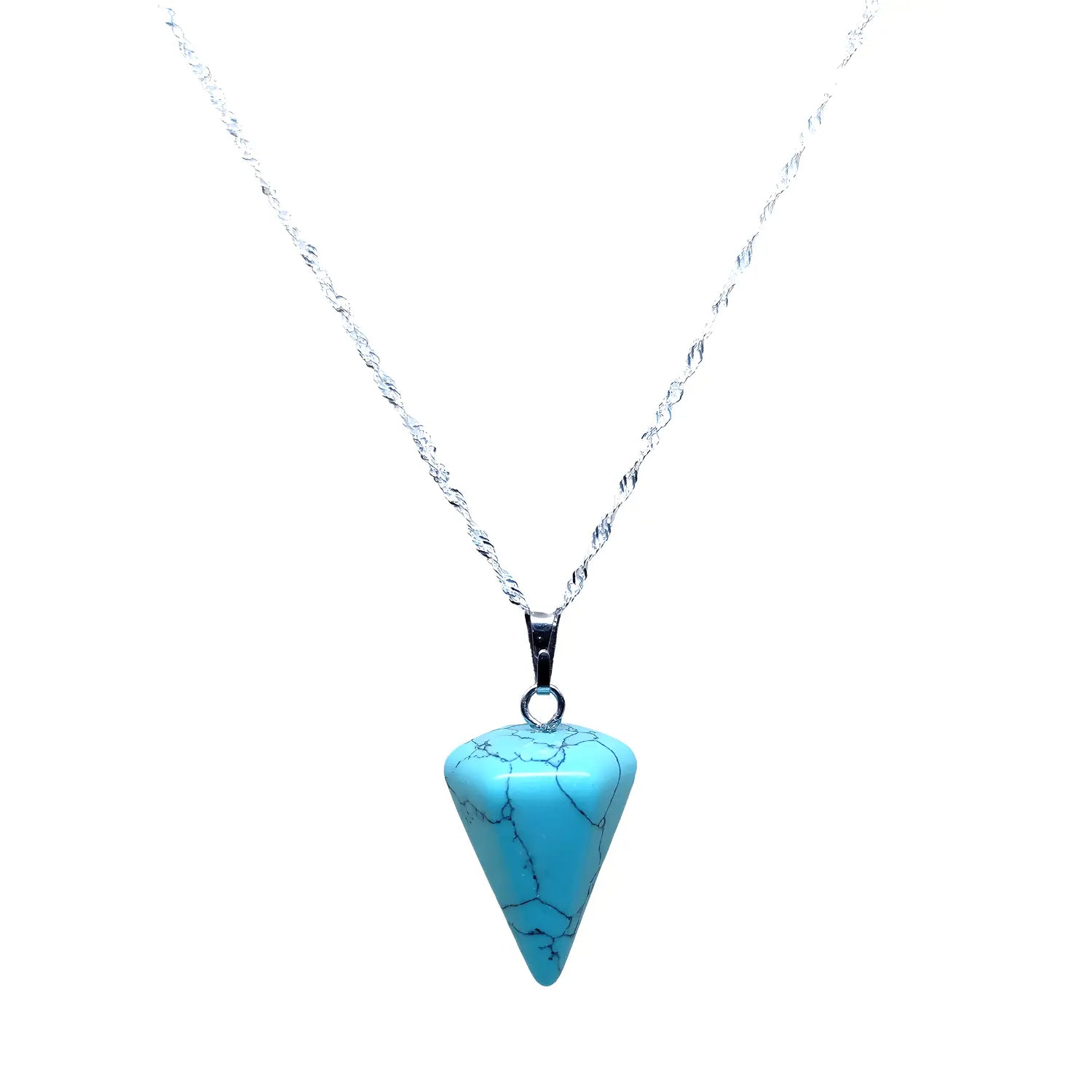 Collar Péndulo Turquesa con Cadena de Plata - Bisutería Lola A