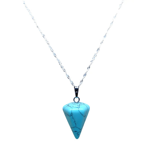Collar Péndulo Turquesa con Cadena de Plata - Bisutería Lola A