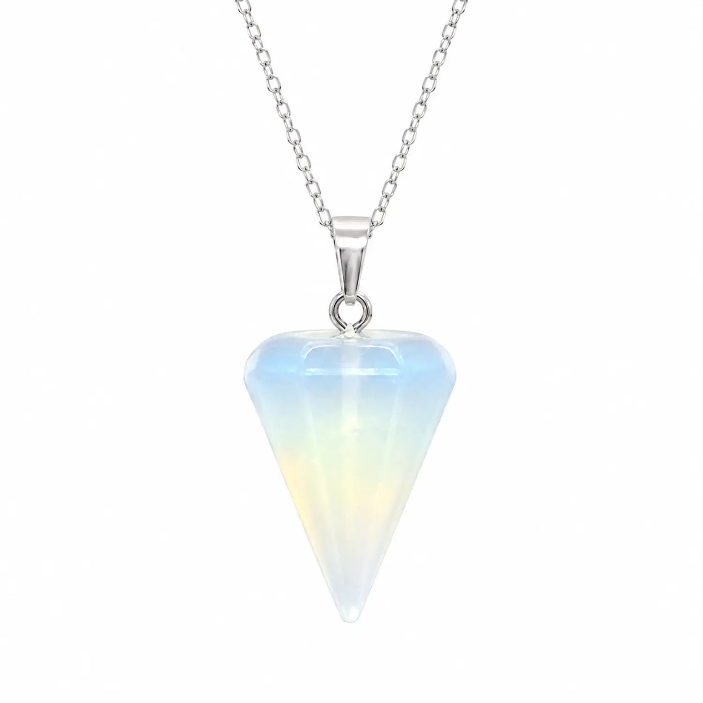 Collar Péndulo Piedra Luna Opalina Cadena Plata 925 - Bisutería Lola A