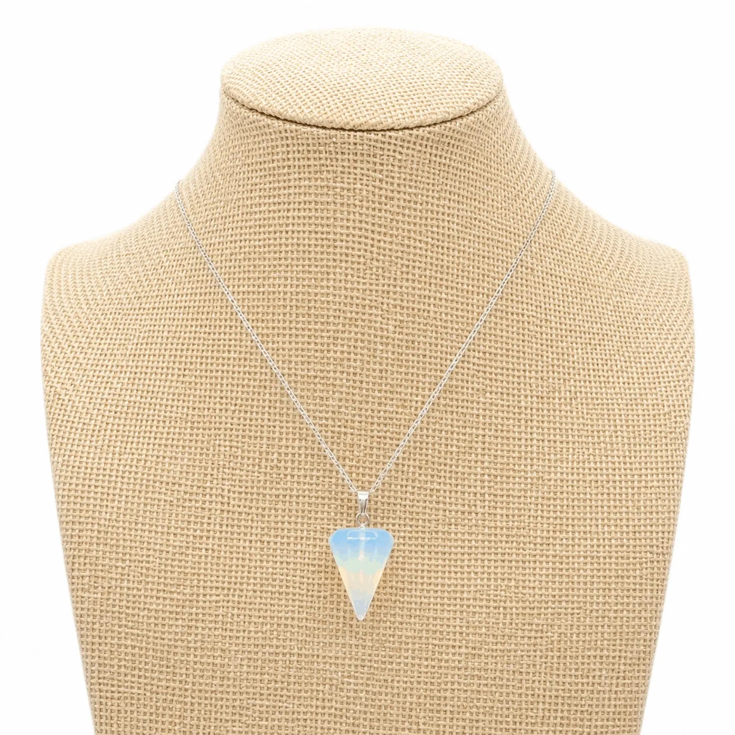 Collar Péndulo Piedra Luna Opalina Cadena Plata 925 - Bisutería Lola E