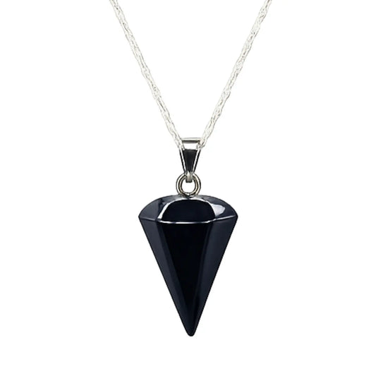 Collar Péndulo Piedra Natural Ónix con Cadena de Plata - Bisutería lola A