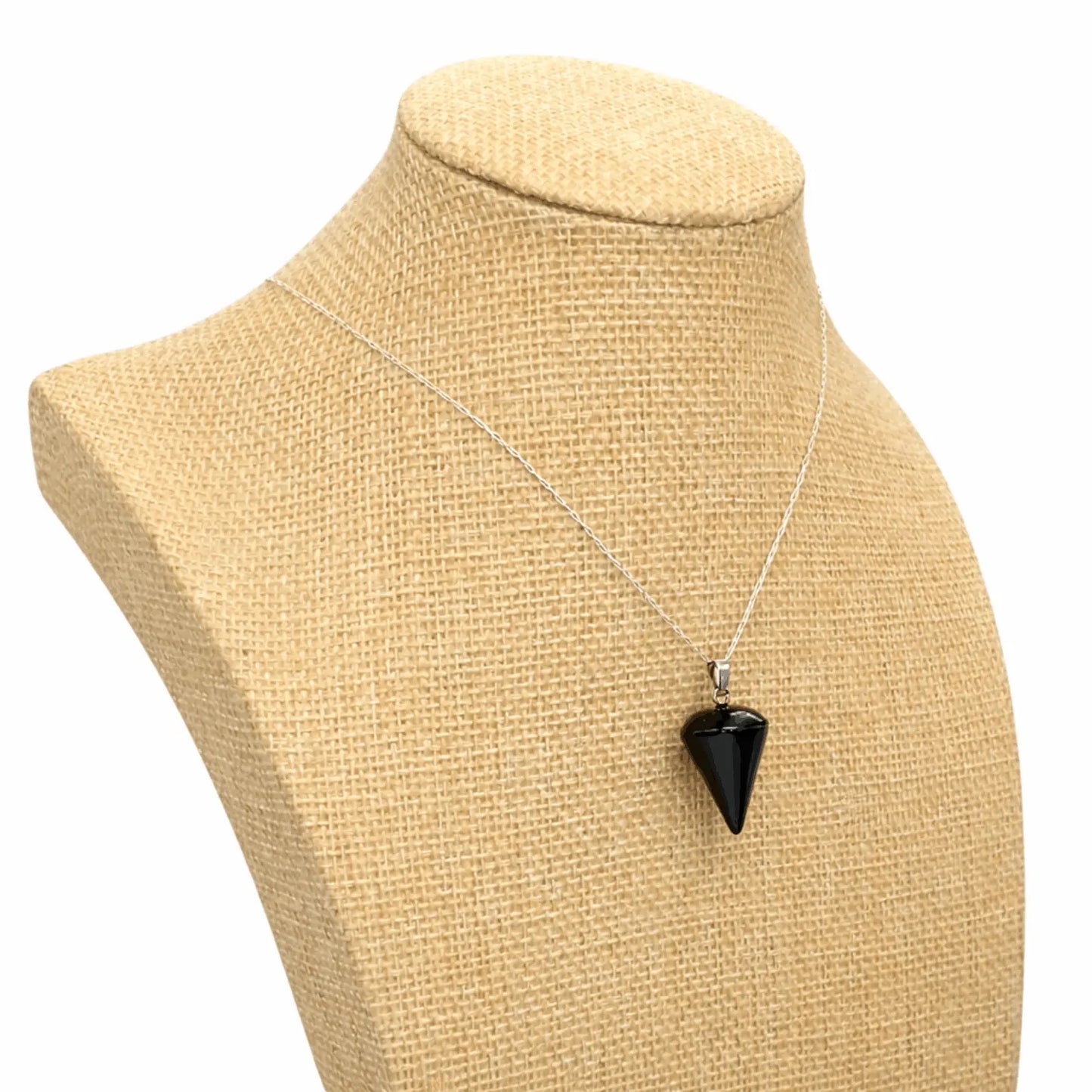Collar Péndulo Piedra Natural Ónix con Cadena de Plata