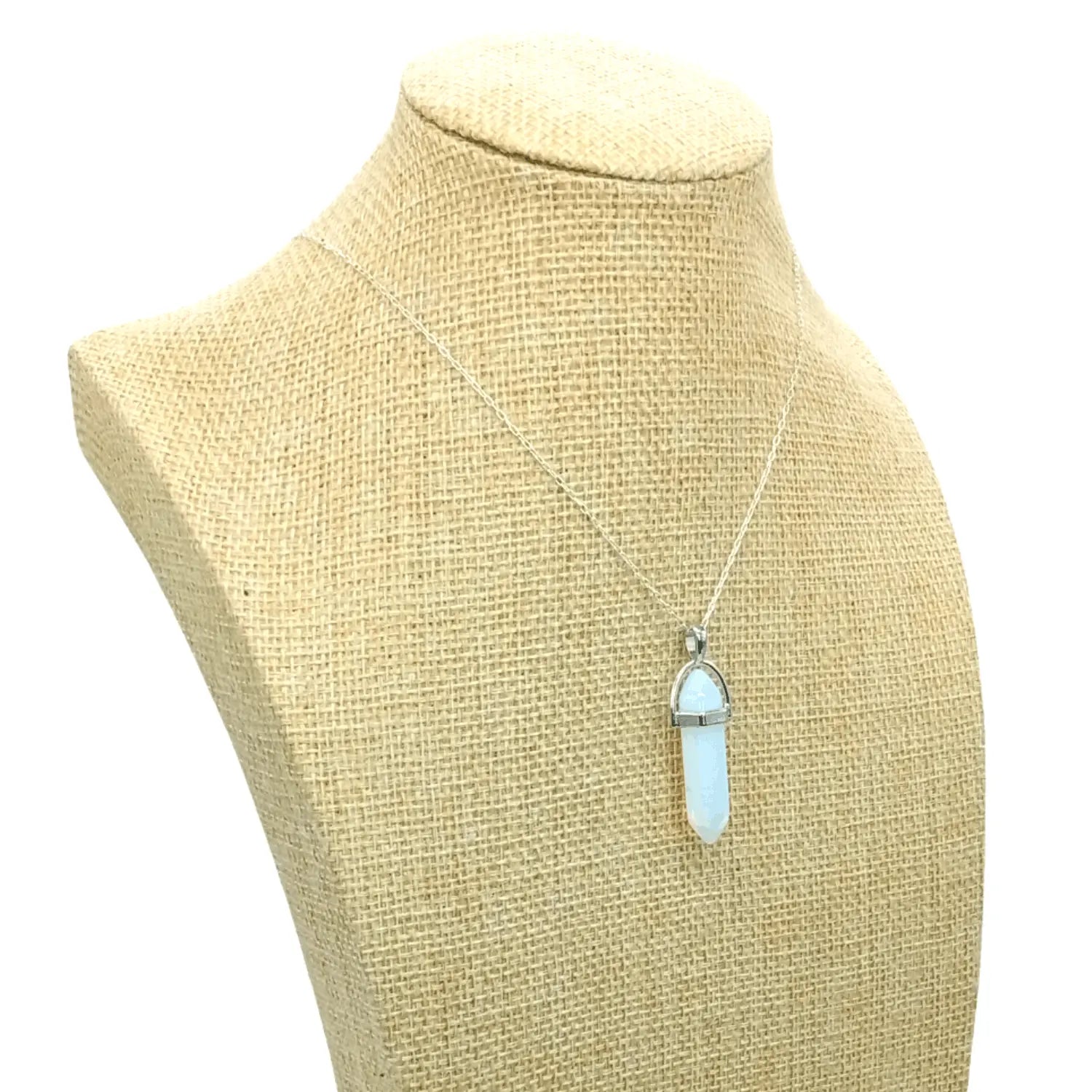 Collar Punta Hexagonal Piedra Luna 40 x 10 mms Para Meditar - Bisuteria Lola F