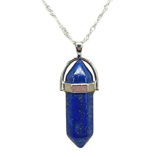 Colgante Punta Hexagonal Piedra Natural Lapislázuli – Cadena de Plata 925 - Bisutería Lola A