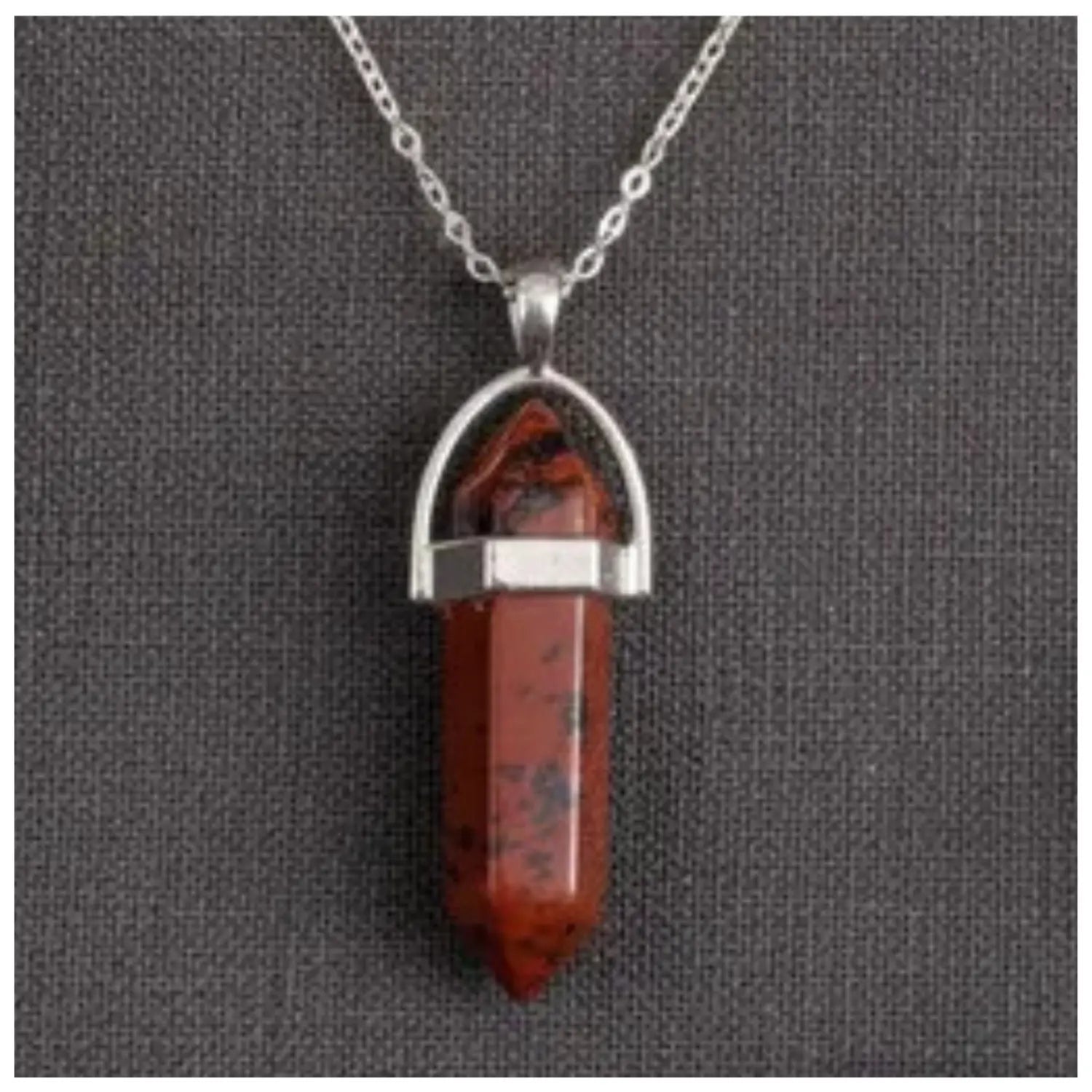 Collar Punta Obsidiana Caoba Natural Plata 925 Protección - Bisuteria Lola E