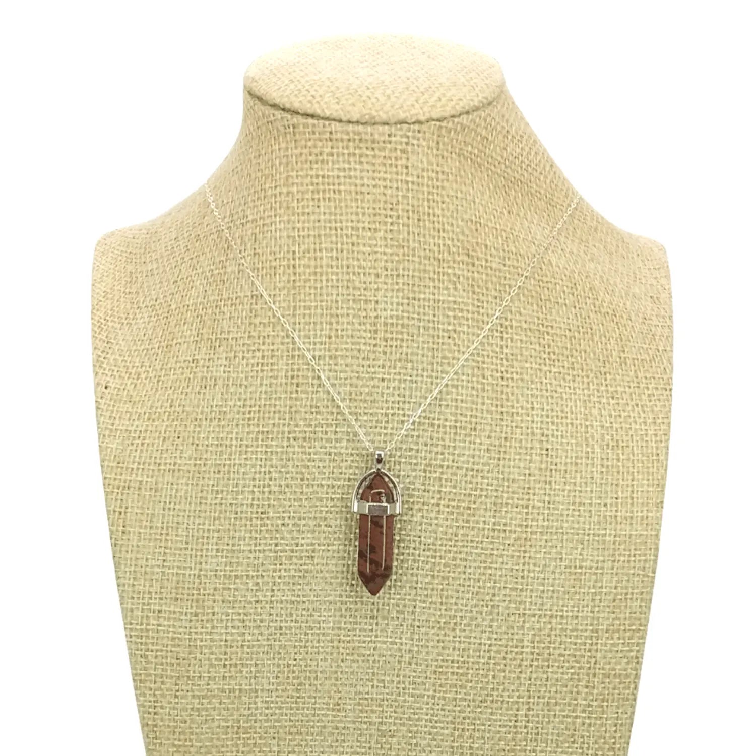 Collar Punta Obsidiana Caoba Natural Plata 925 Protección - Bisuteria Lola F