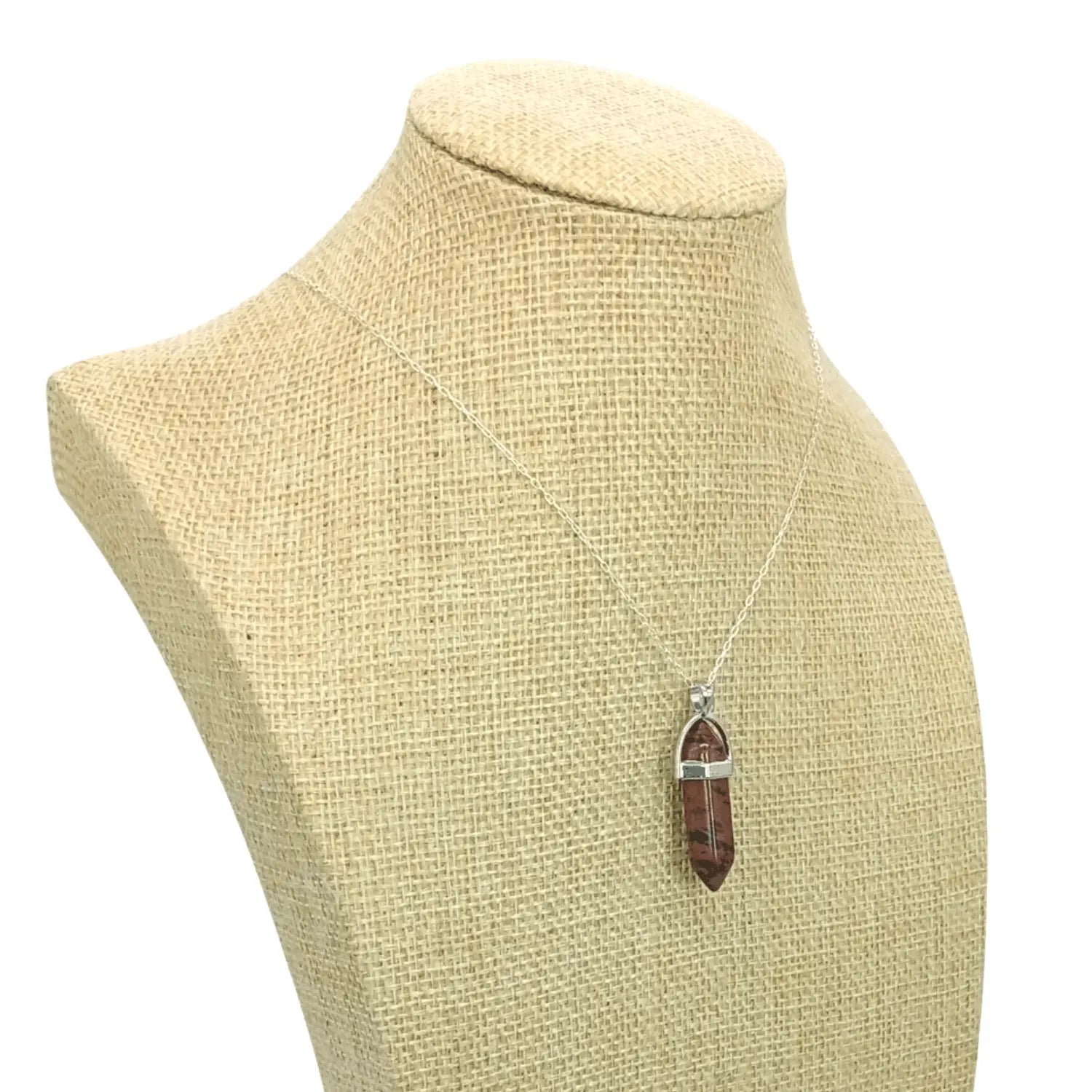 Collar Punta Obsidiana Caoba Natural Plata 925 Protección - Bisuteria Lola G