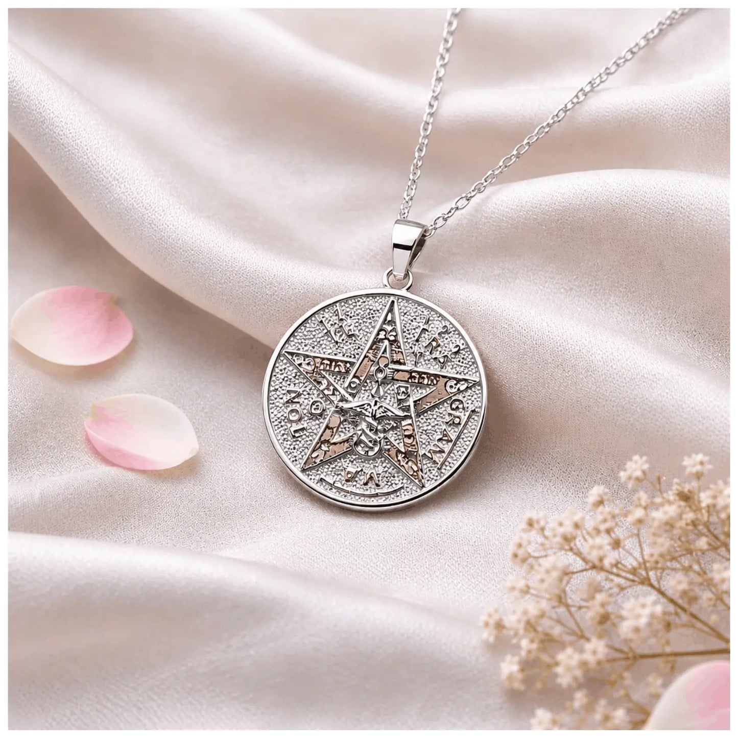 Collar Tetragramaton Amuleto de Plata Espiritual