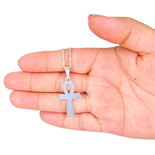 Collar de Plata Cruz Egipcia para el poder - Bisutería Lola B