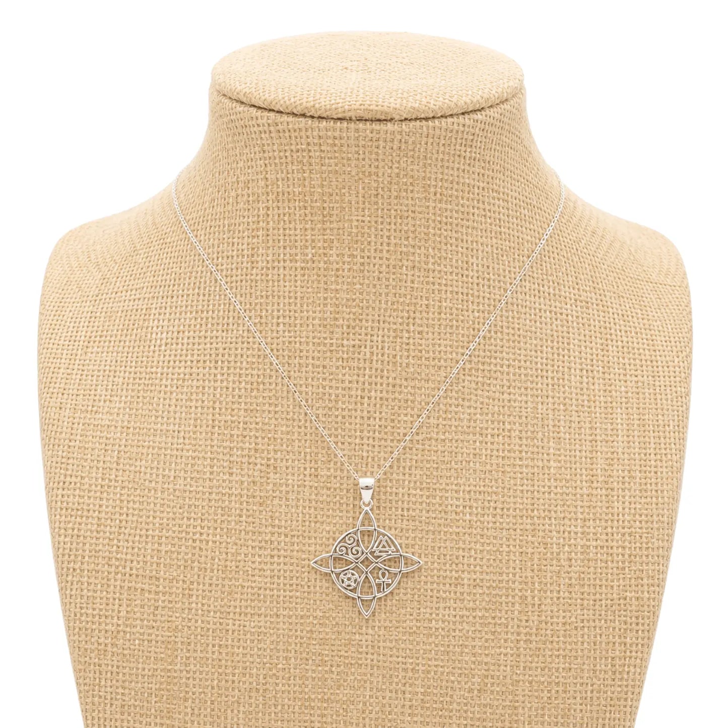 Collar Nudo de Bruja con Triquetas Plata 925