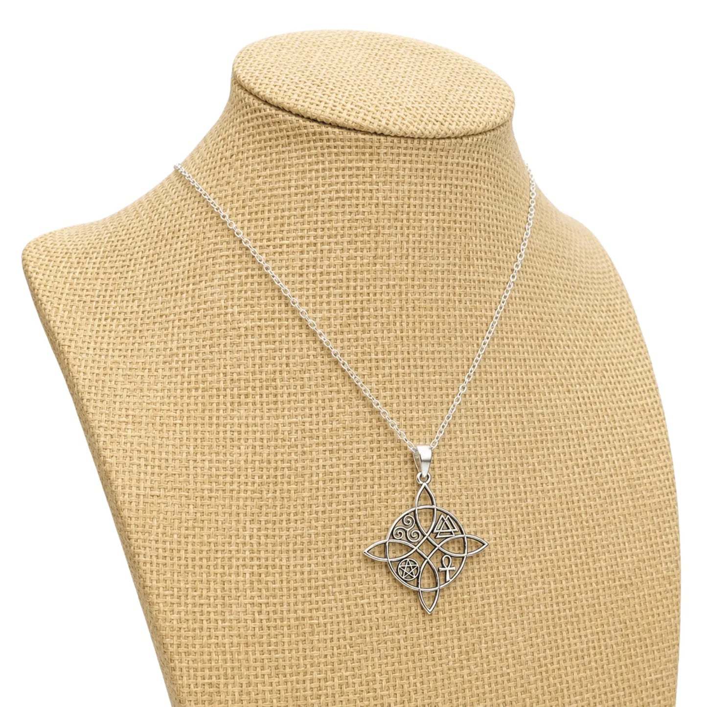 Collar Nudo de Bruja con Triquetas Plata 925