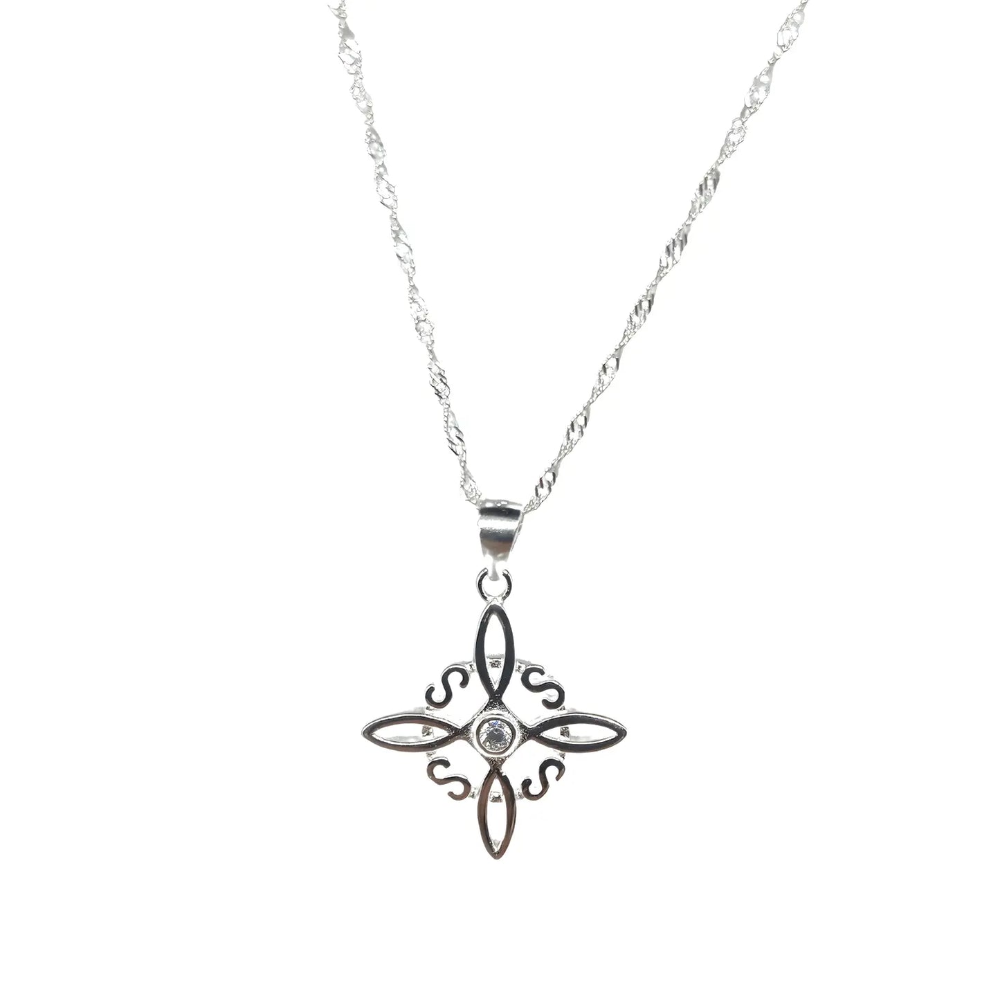 Collar de Protección Nudo de Bruja de Plata con Zircón - Bisutería Lola 1