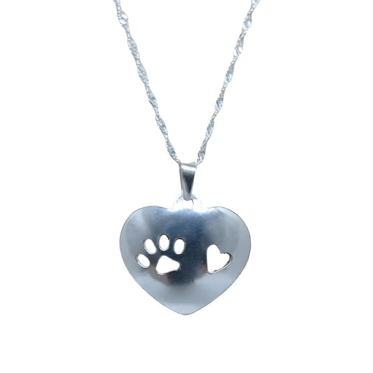 Collar de Plata Corazón y Huellita de Perro - Bisutería Lola A