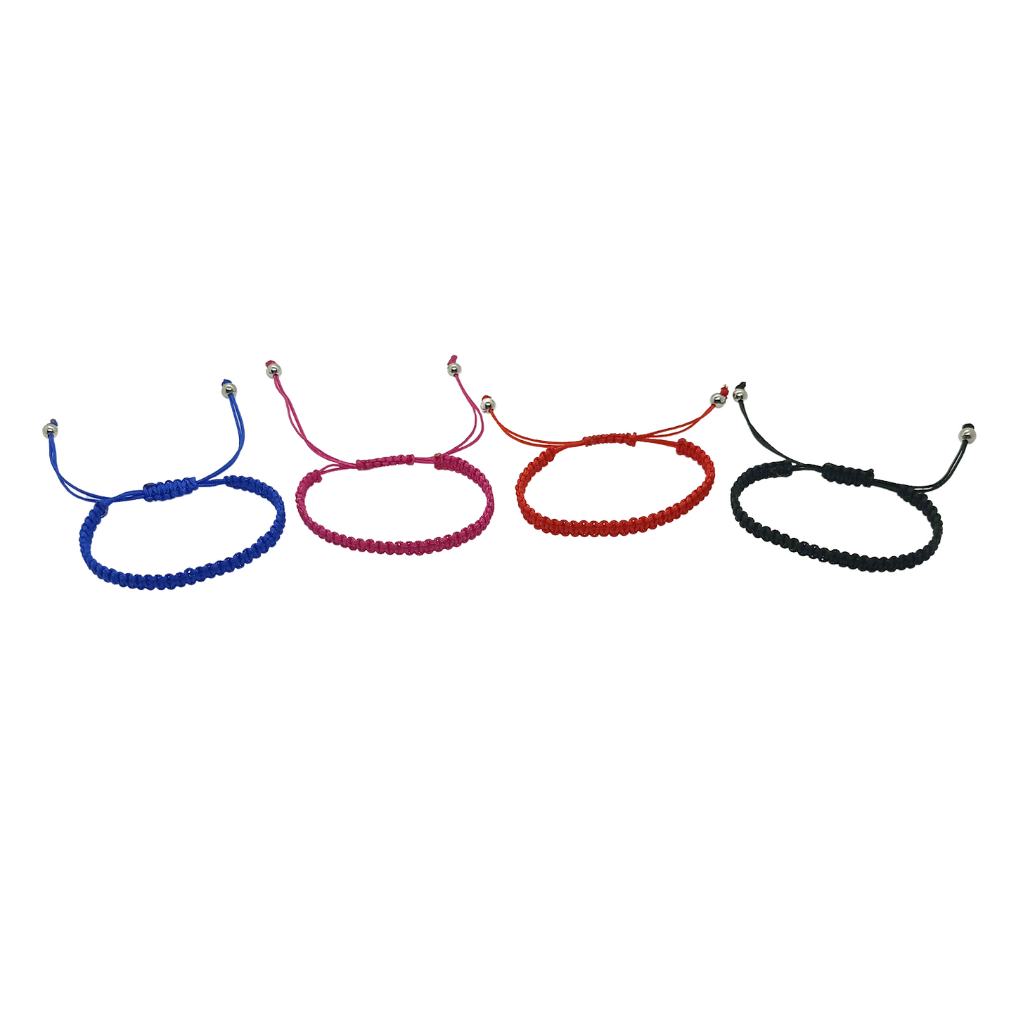 Pack de 4 Pulseras Artesanales de Equilibrio: Hilo Rojo, Hilo Azul, Hilo Negro, Hilo Fucsia – Hilo Macramé Reciclado