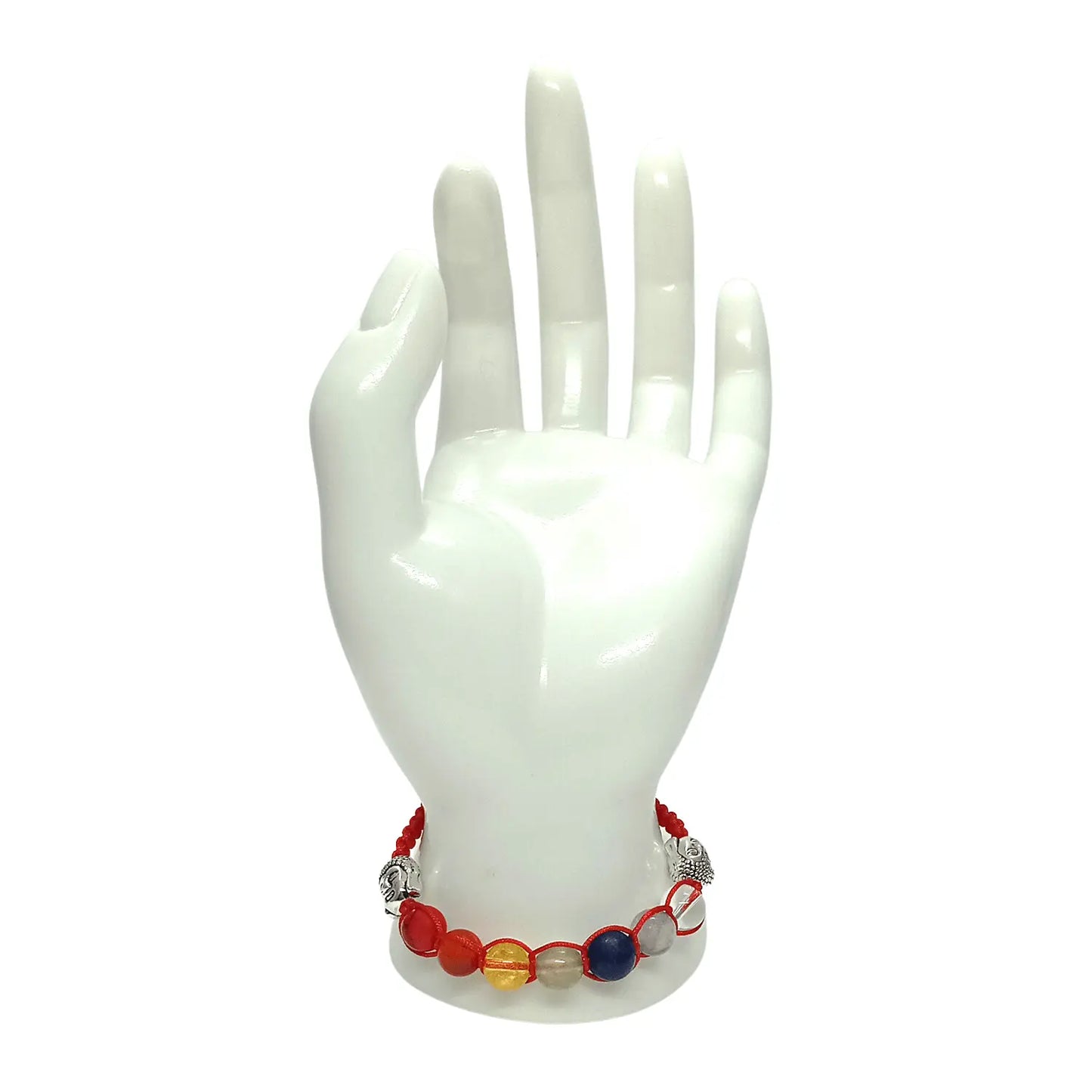 Pulsera Artesanal 7 Chakras con Dijes de Buda - Hilo Rojo