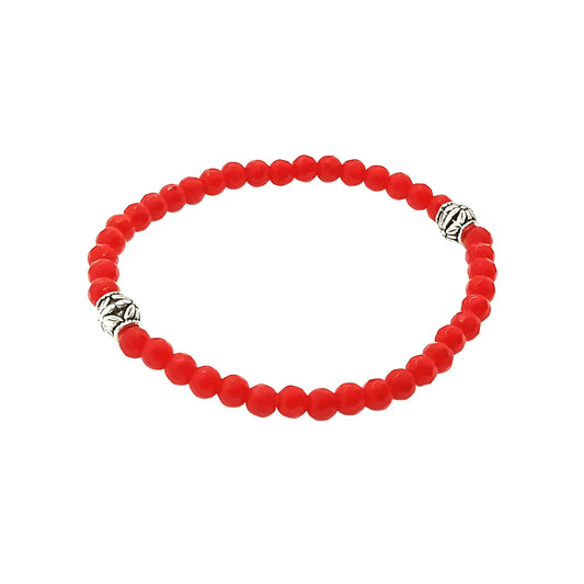 Pulsera Artesanal Ágata Facetada Roja – Piedra Natural de 4mm