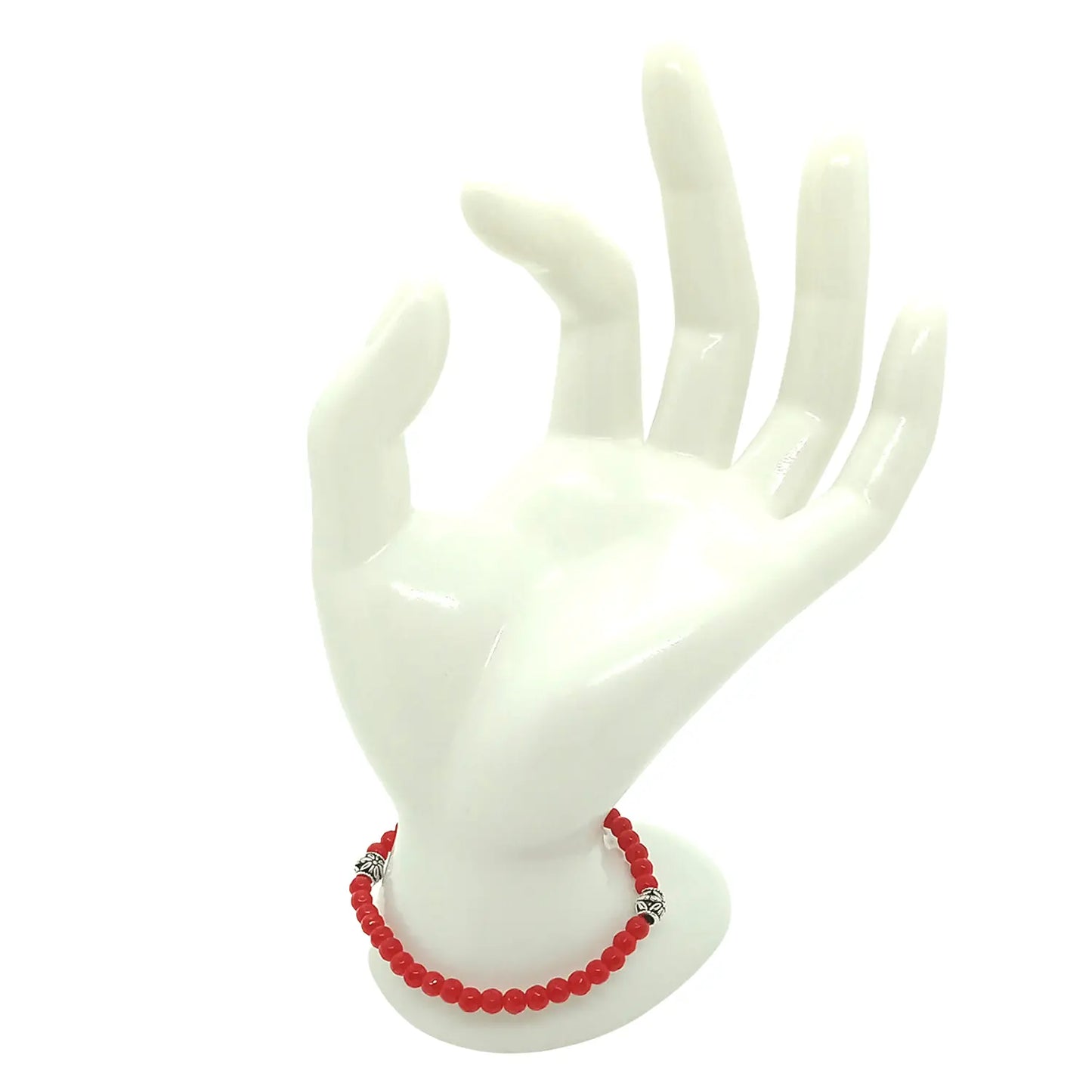 Pulsera Artesanal Ágata Facetada Roja – Piedra Natural de 4mm