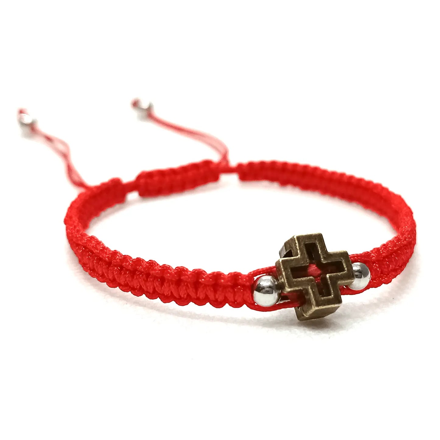 Pulsera Artesanal Hilo Rojo con dije de Cruz