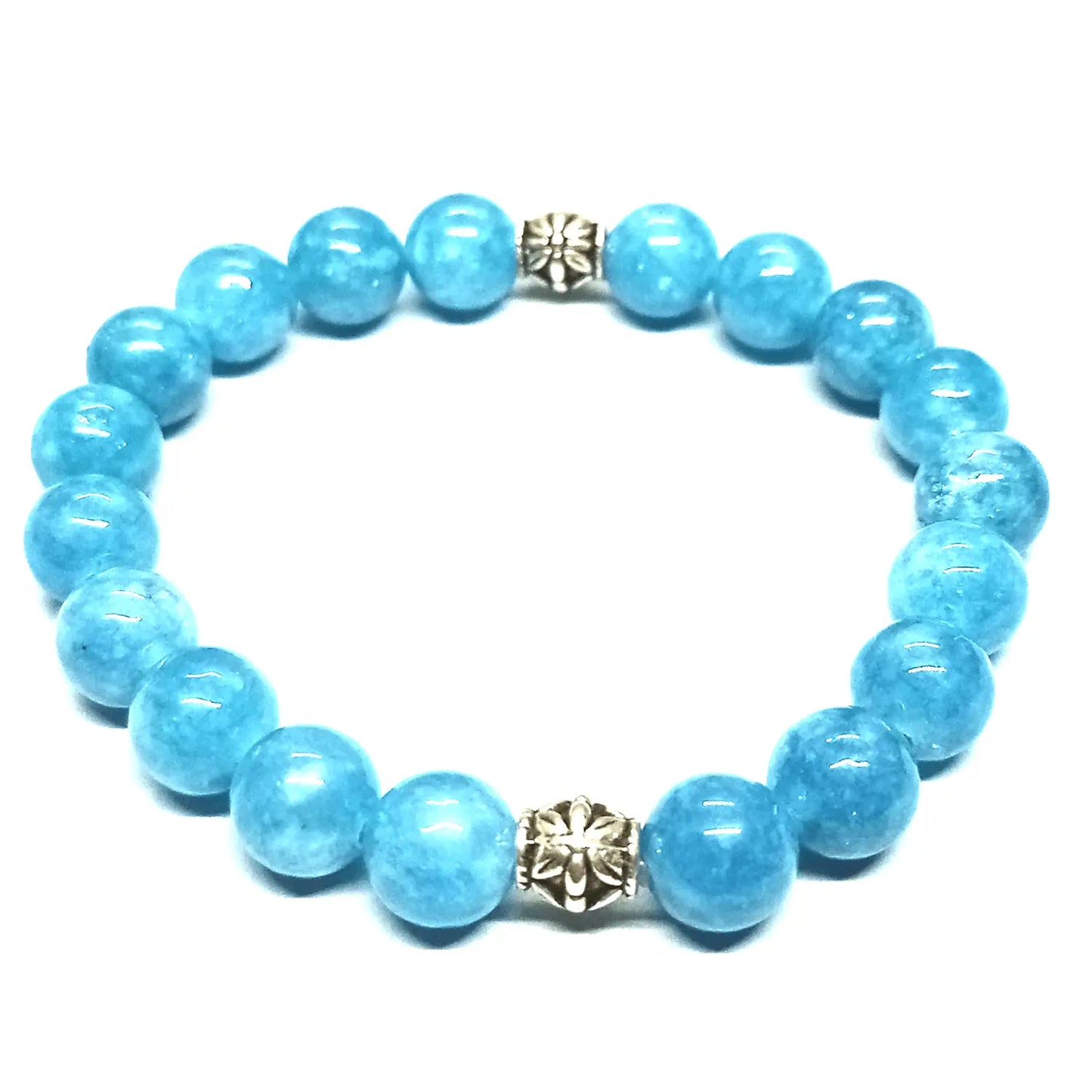 Pulsera Artesanal Jade Azul - Piedra Natural de 8mm - Bisutería Lola A