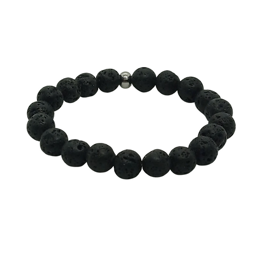 Pulsera Artesanal Magma Negra – Piedra Volcánica Natural 8 mms