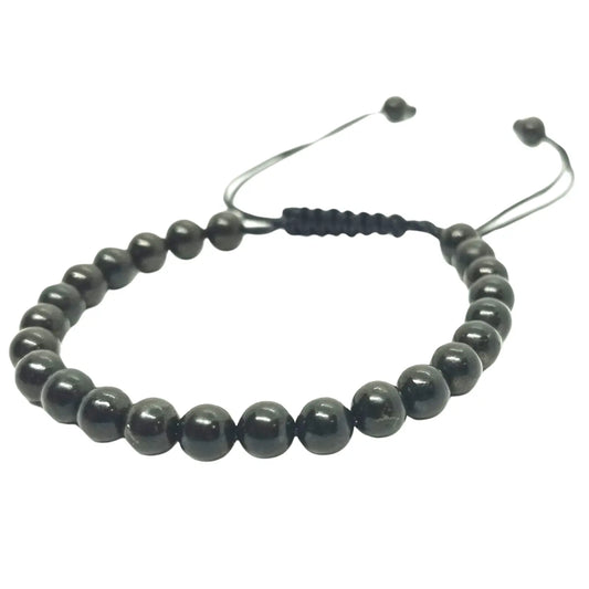 Pulsera Artesanal Piedra Natural Shungita Ajustable - Bisutería Lola A