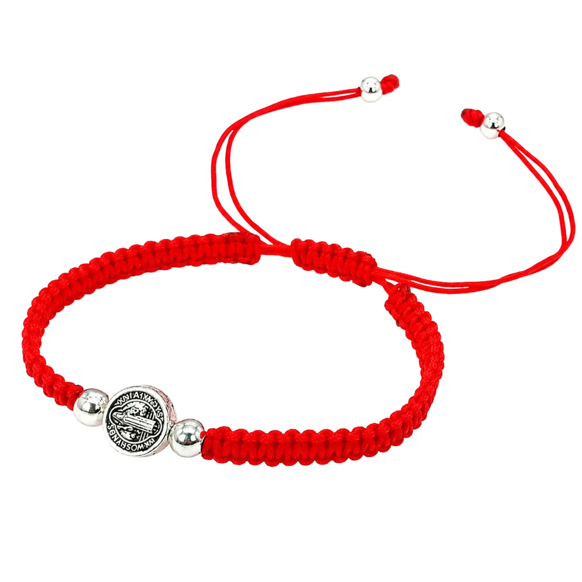 Pulsera Hilo Rojo San Benito Acero Ajustable Protección - Bisutería Lola C