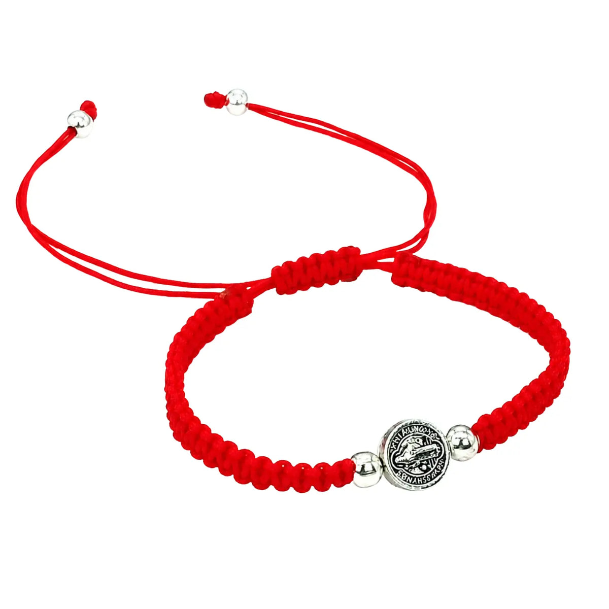 Pulsera Hilo Rojo San Benito Acero Ajustable Protección - Bisutería Lola E