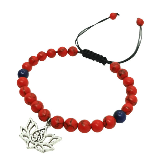 Pulsera Howlita y Lapislázuli con Dije de Flor de Loto - Bisutería Lola A