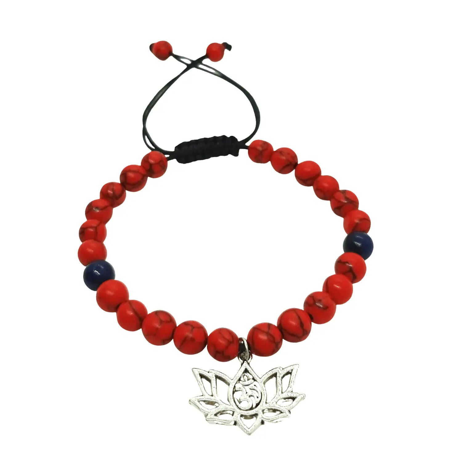 Pulsera Howlita y Lapislázuli con Dije de Flor de Loto - Bisutería Lola B