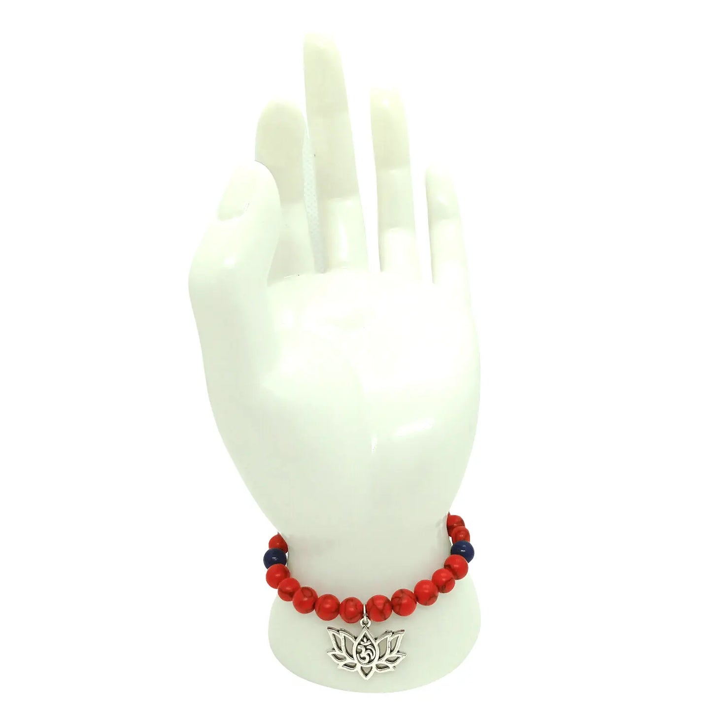 Pulsera Howlita y Lapislázuli con Dije de Flor de Loto - Bisutería Lola C