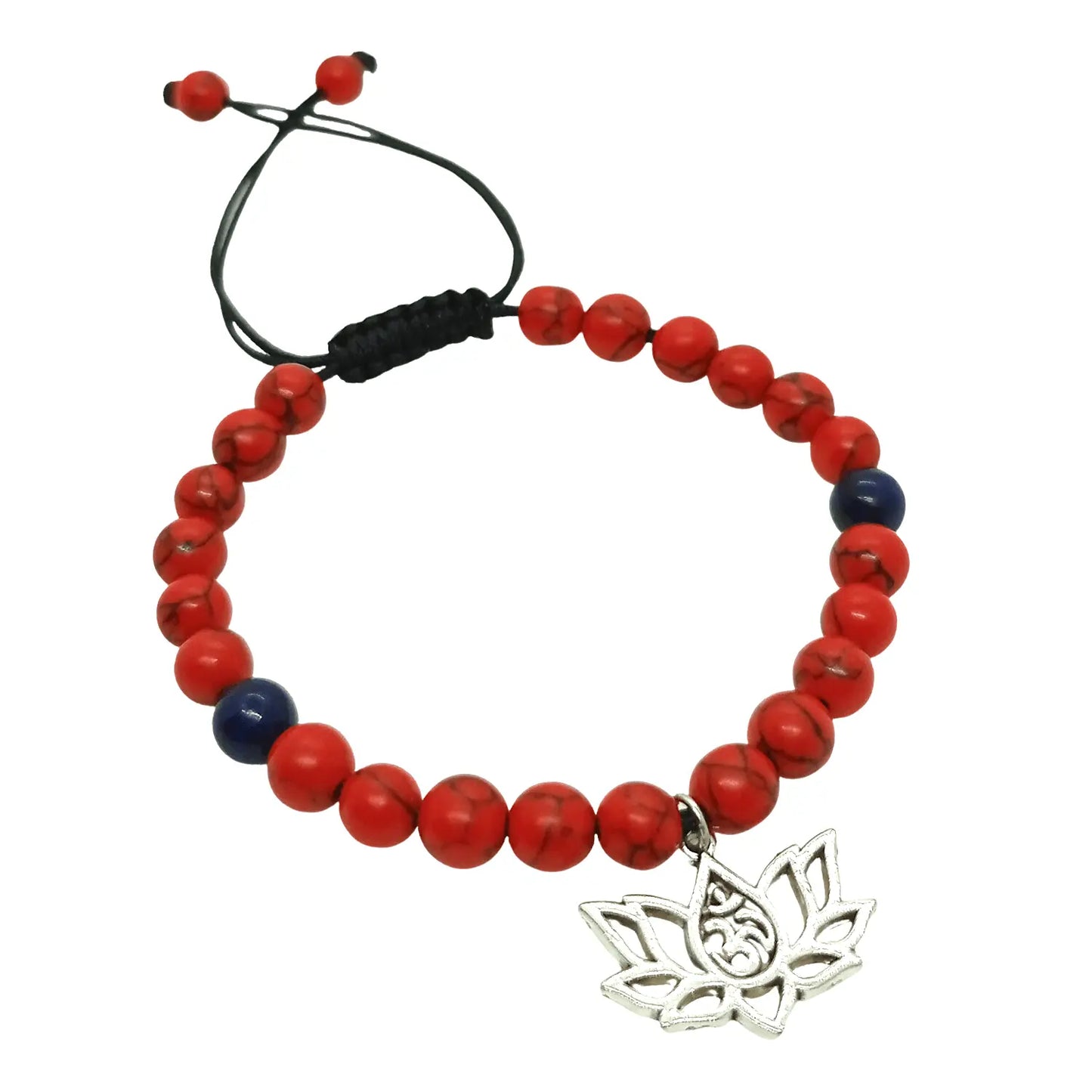 Pulsera Howlita y Lapislázuli con Dije de Flor de Loto - Bisutería Lola D