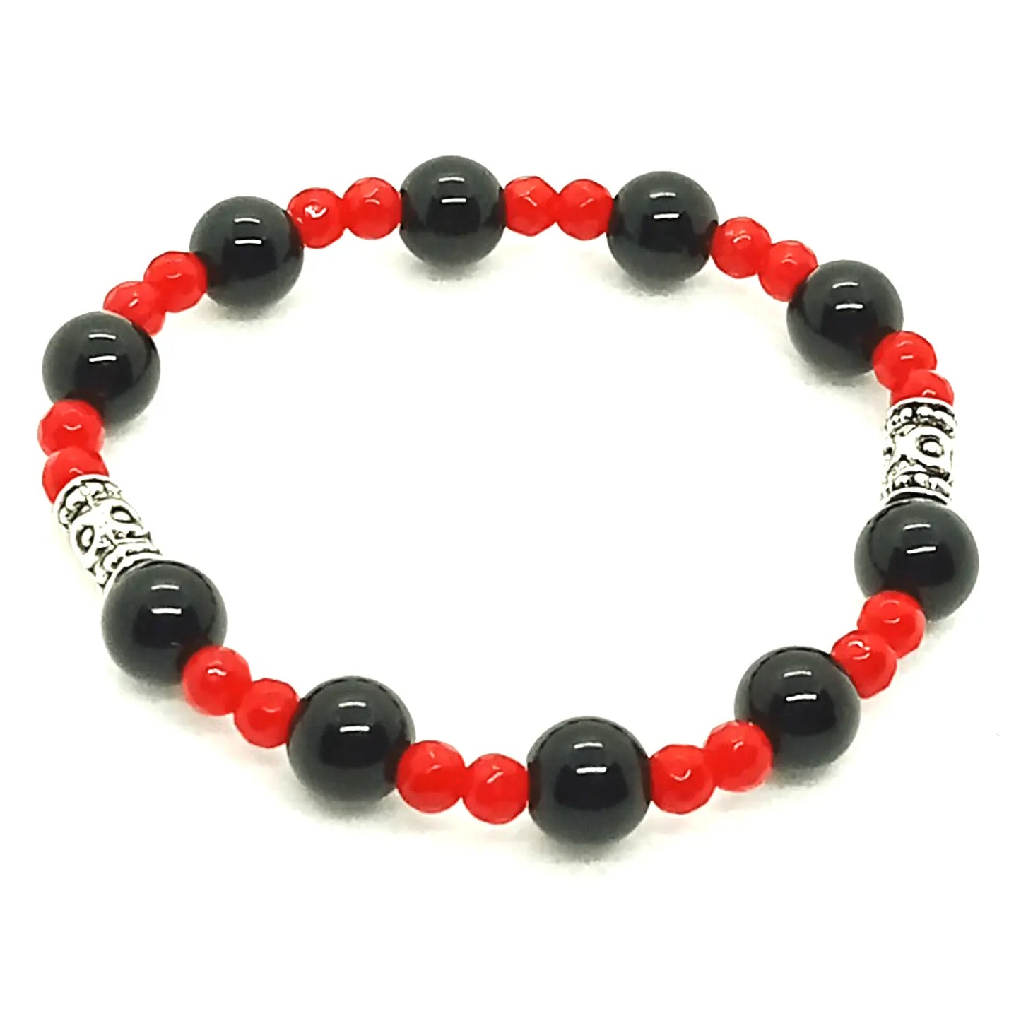 Pulsera Piedra Natural Ónix y Ágata Roja Facetada