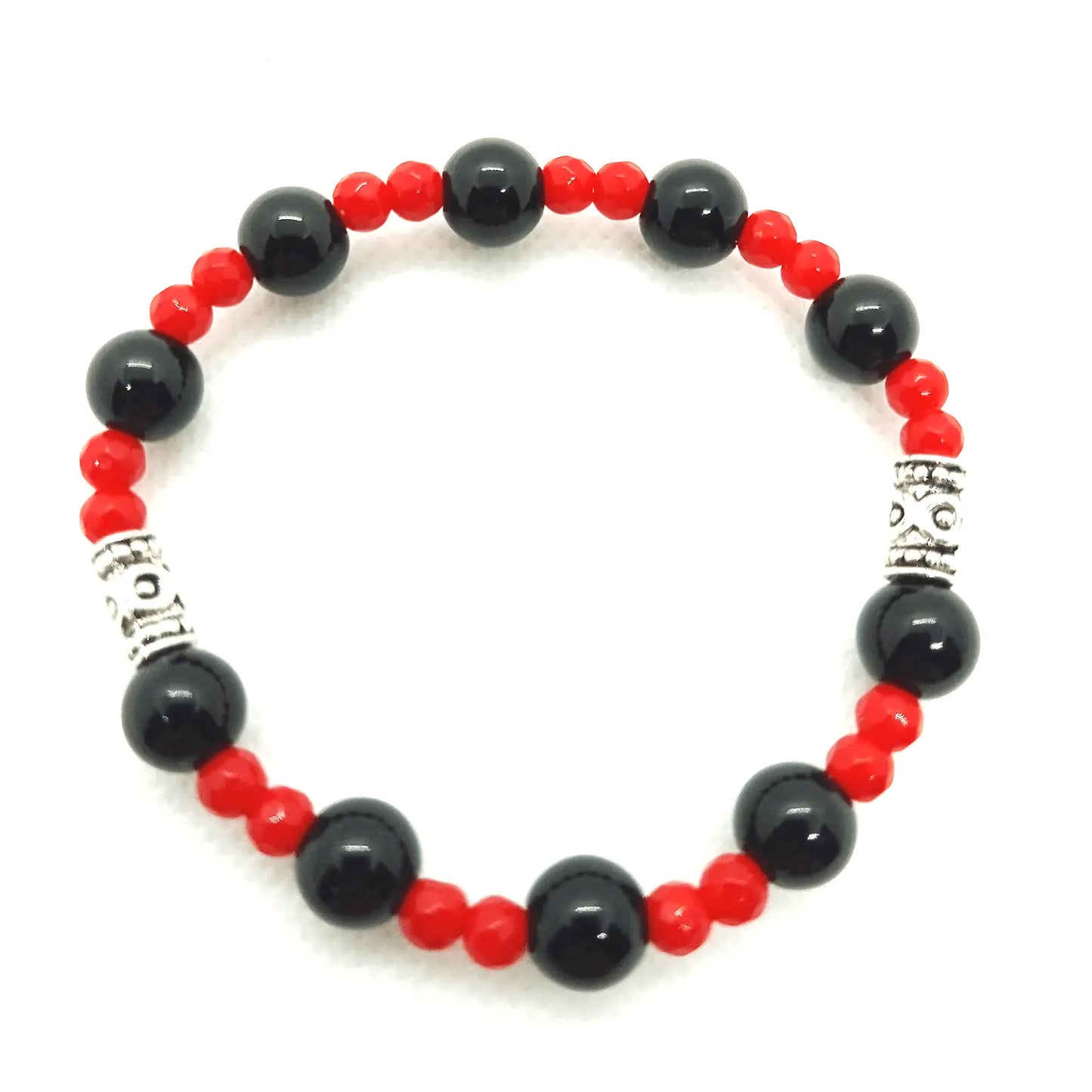 Pulsera Piedra Natural Ónix y Ágata Roja Facetada