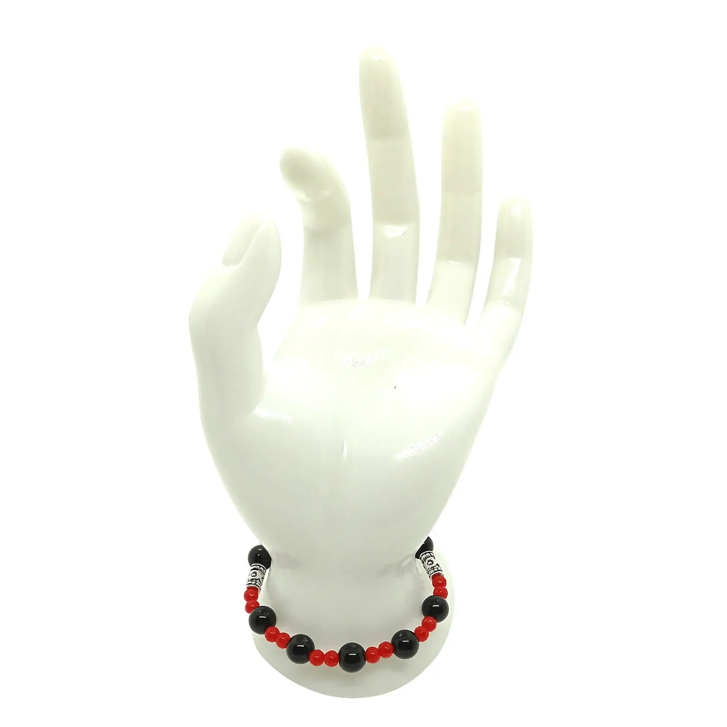 Pulsera Piedra Natural Ónix y Ágata Roja Facetada