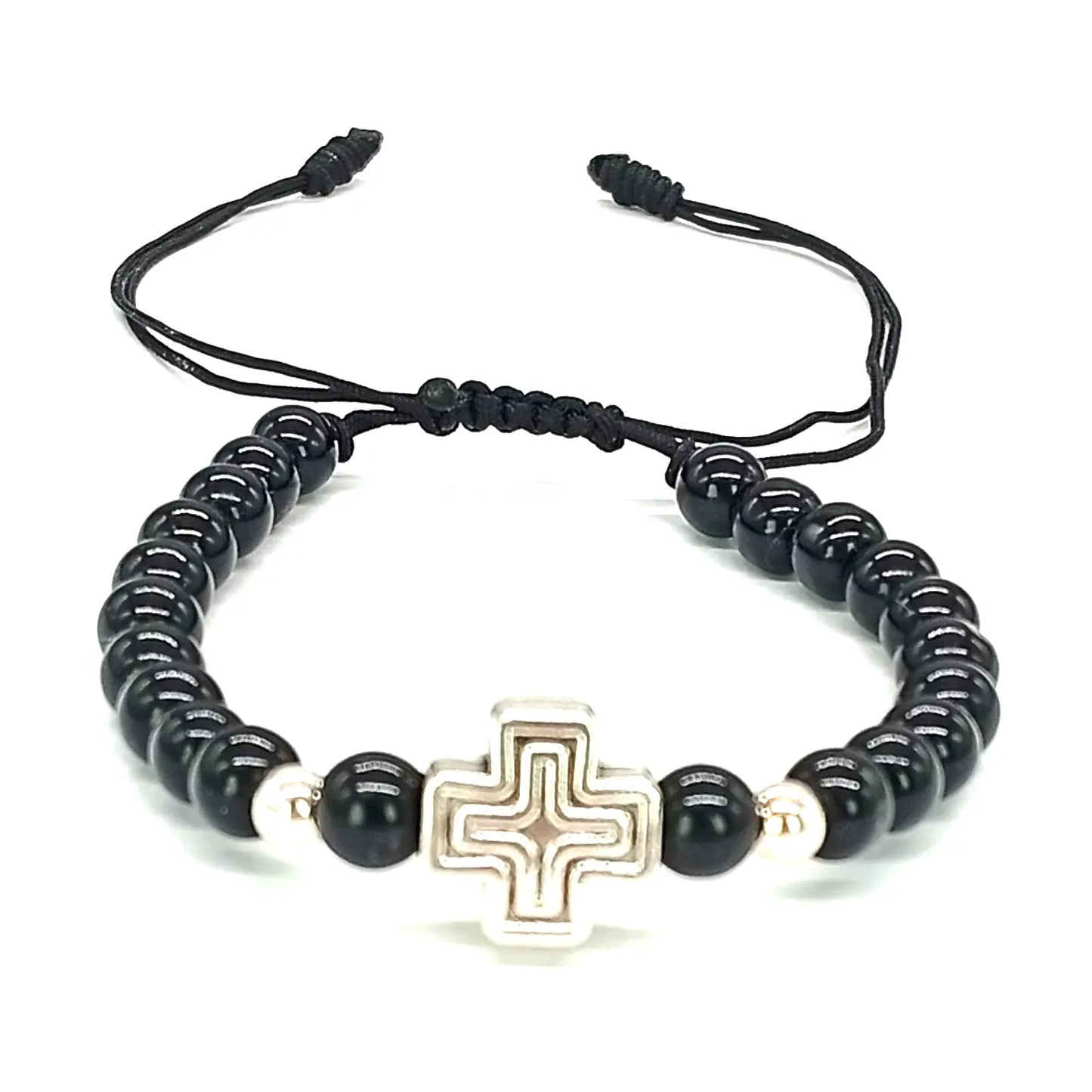 Pulsera Turmalina Negra Cruz Plata Tu Conexión Divina - Bisutería Lola A