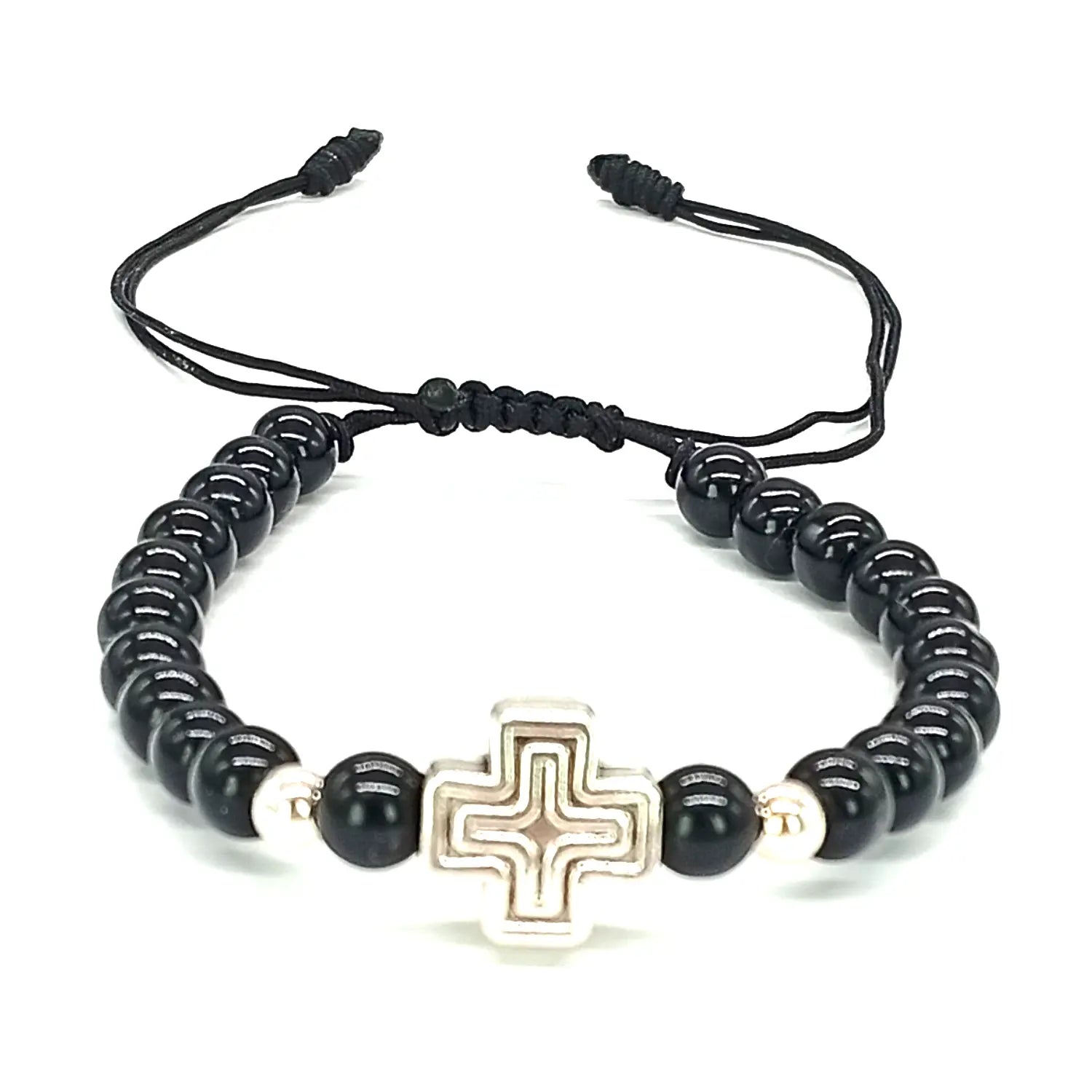 Pulsera Turmalina Negra Cruz Plata Tu Conexión Divina - Bisutería Lola A
