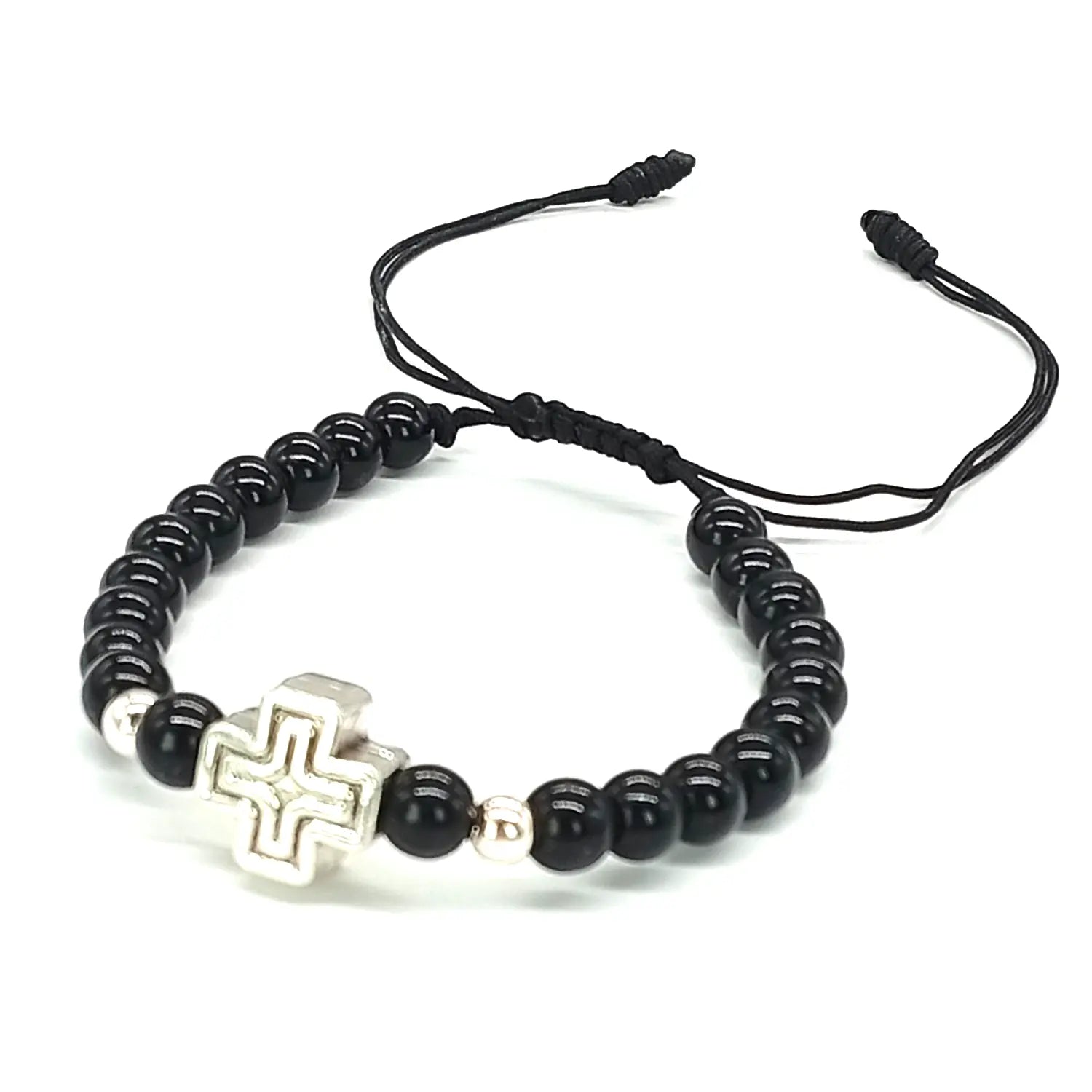 Pulsera Turmalina Negra Cruz Plata Tu Conexión Divina - Bisutería Lola C