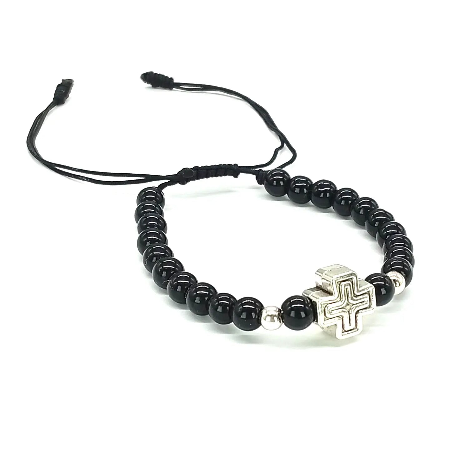 Pulsera Turmalina Negra Cruz Plata Tu Conexión Divina - Bisutería Lola E