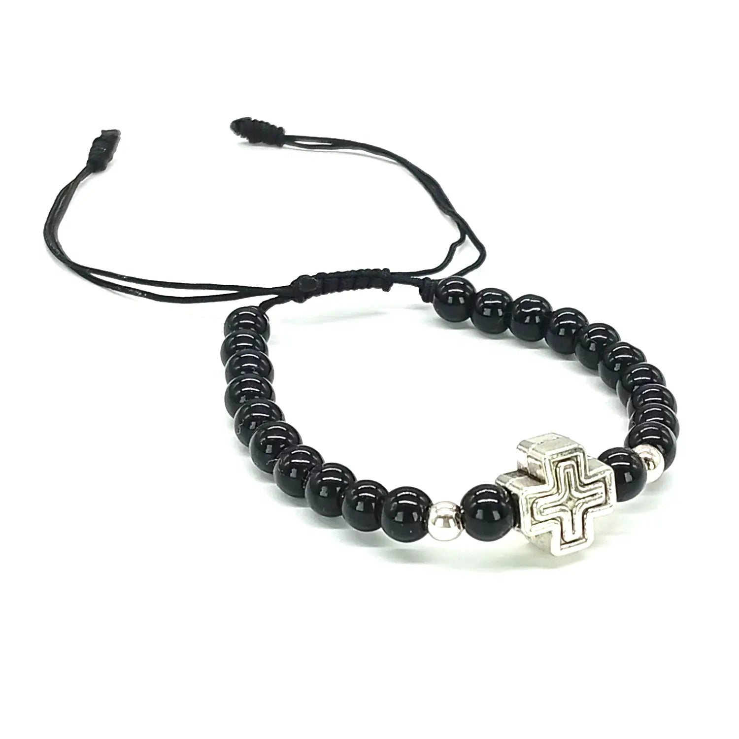 Pulsera Turmalina Negra Cruz Plata Tu Conexión Divina - Bisutería Lola E