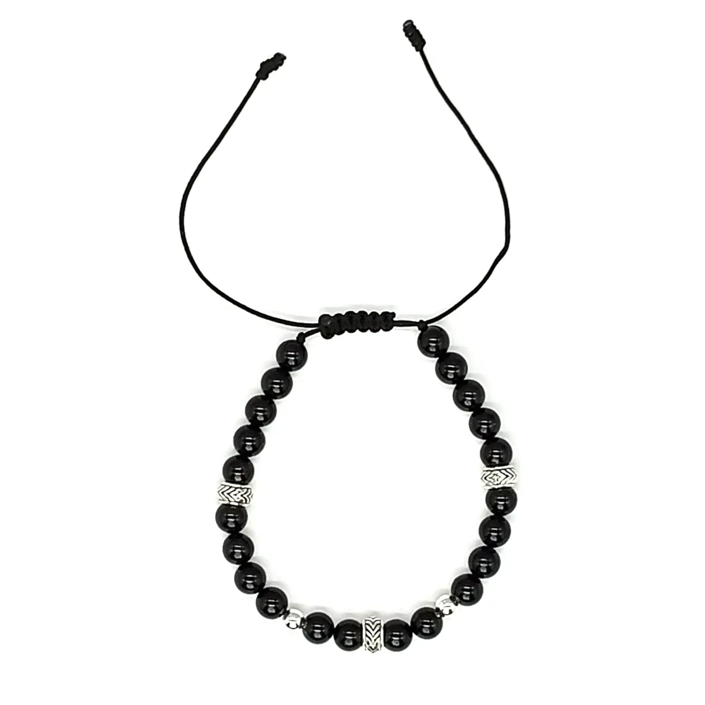 Pulsera Turmalina Negra y Plata Ajustable Piedra Natural Original Para Energía Positiva - Bisutería Lola F